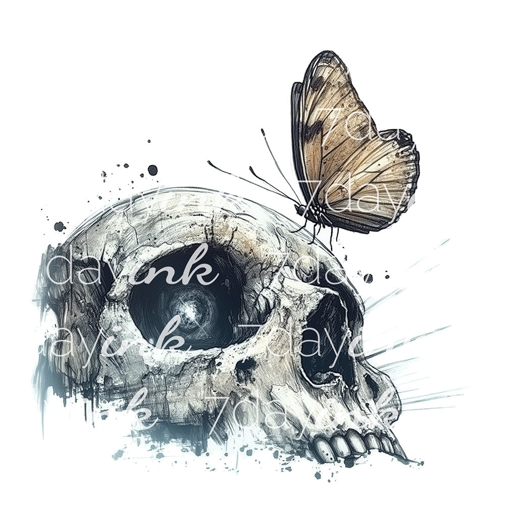 Butterfly on Skull with Universe