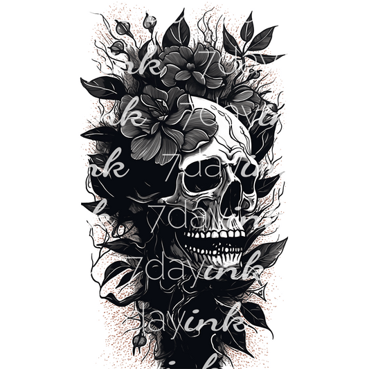 Comic Floral Skull