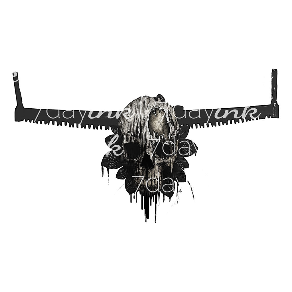 Crosscut Saw with Wooden Skull
