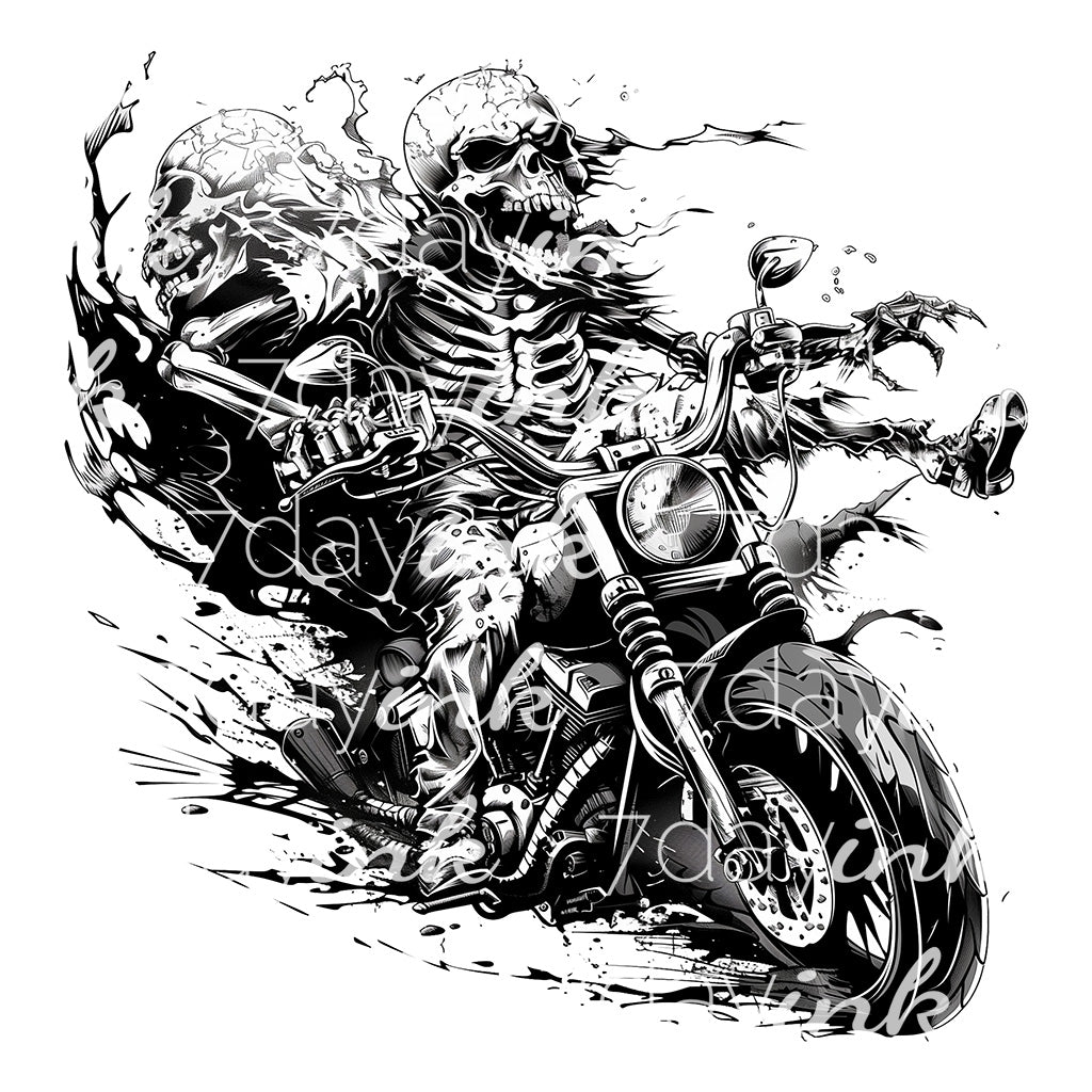 Dissolving Skeleton on Motorcycle