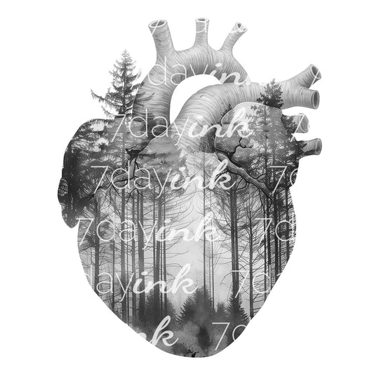 Double Exposure Anatomical Heart