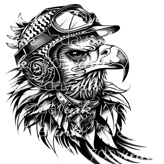 Eagle with Motorcycle Helmet