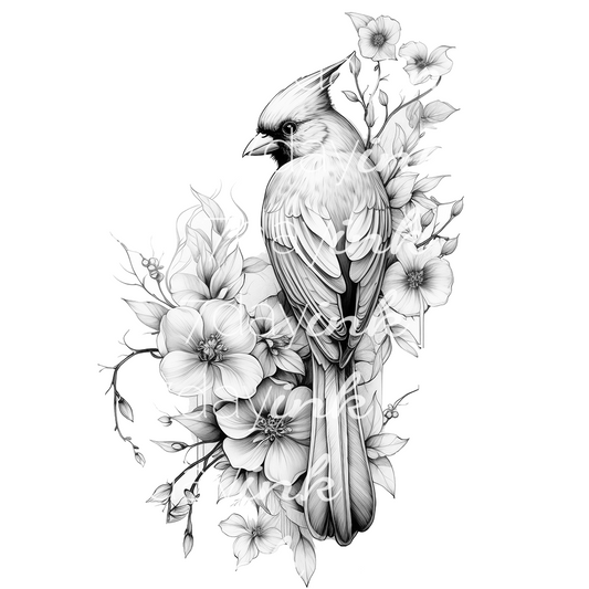 Fineline Bird with Flowers