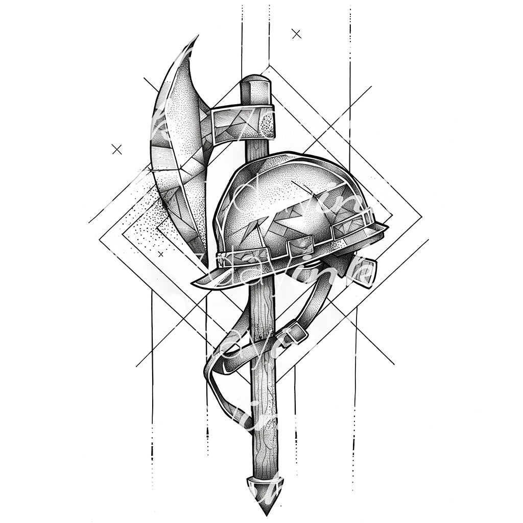 Geometric Helmet and Axe