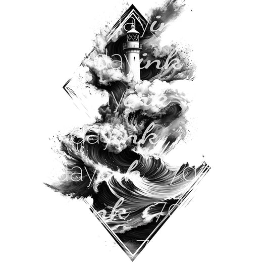 Geometric Waves Diamond with Lighthouse