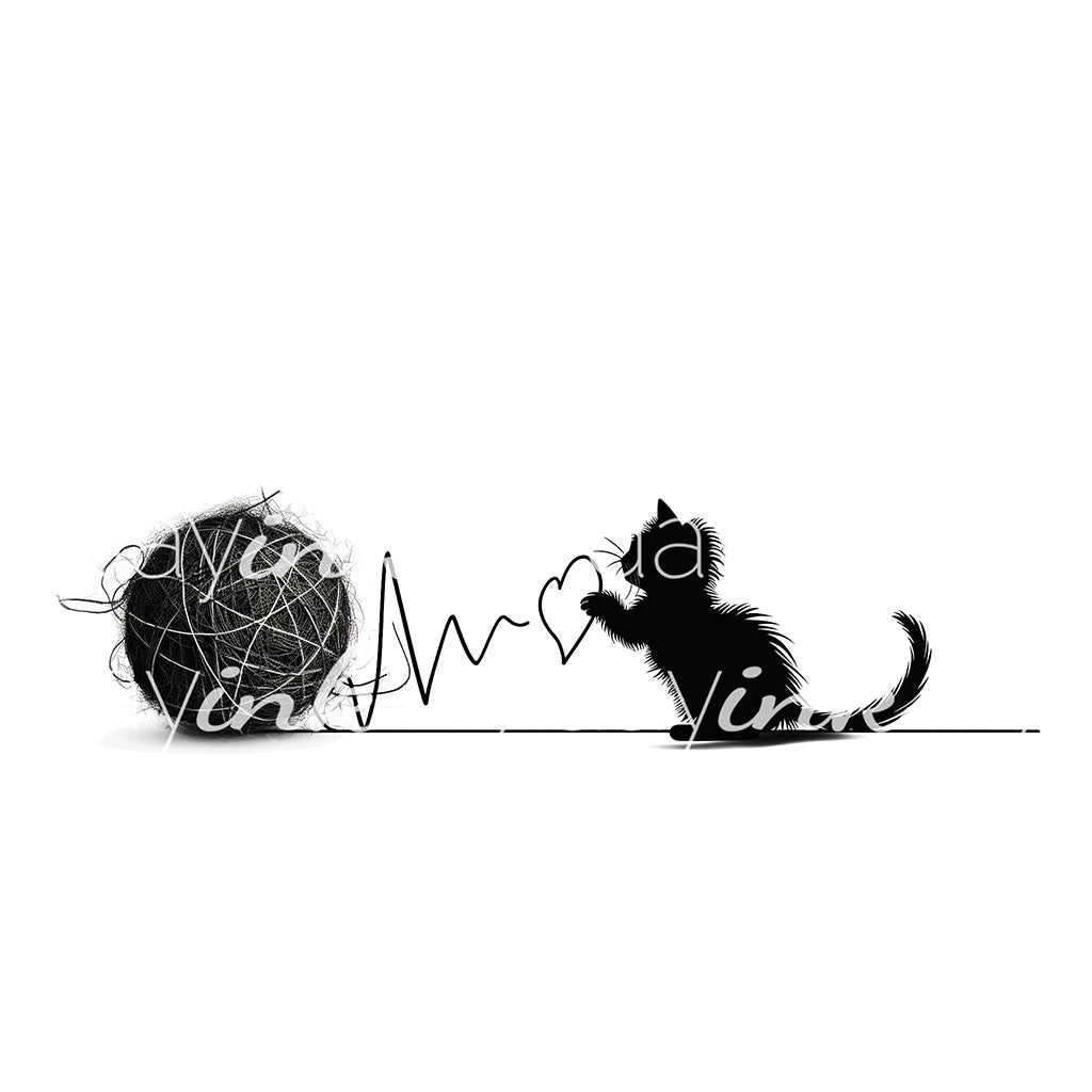 Kitten with Wool and Heart