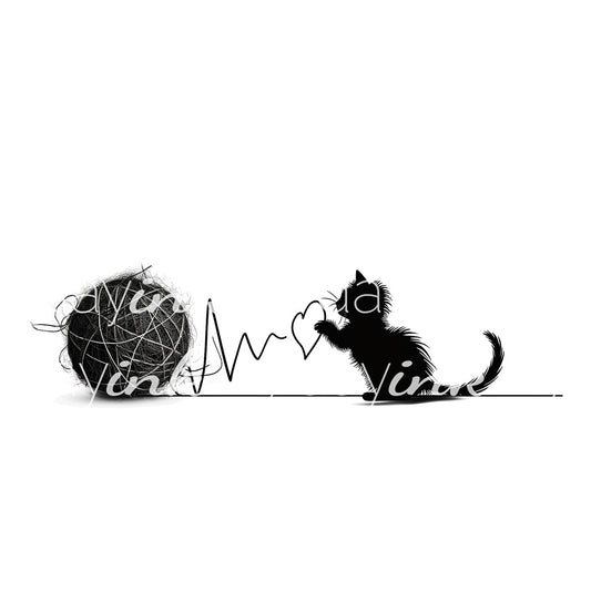 Kitten with Wool and Heart