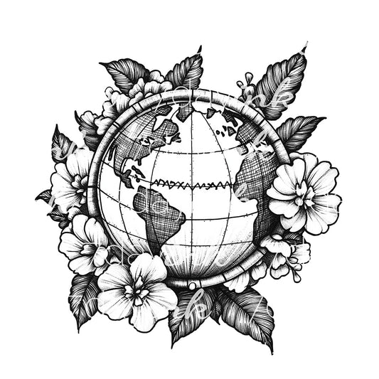 Mended Globe with Flowers