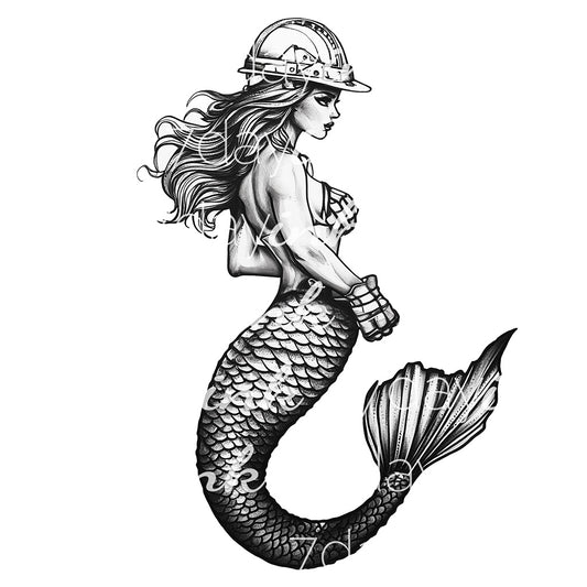 Mermaid with Hard Hat and Gloves