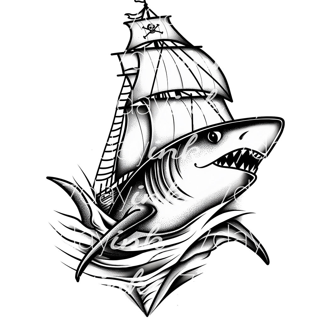 Old School Shark with Sails