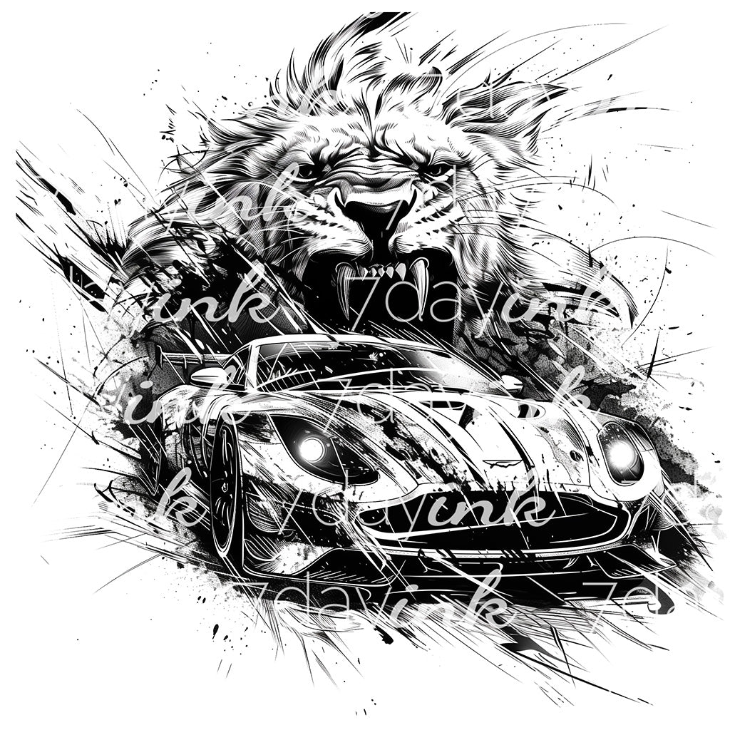 Race Car with Lion