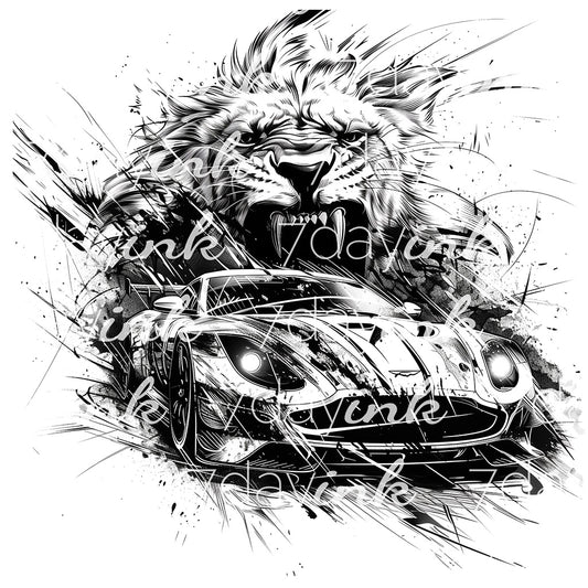 Race Car with Lion