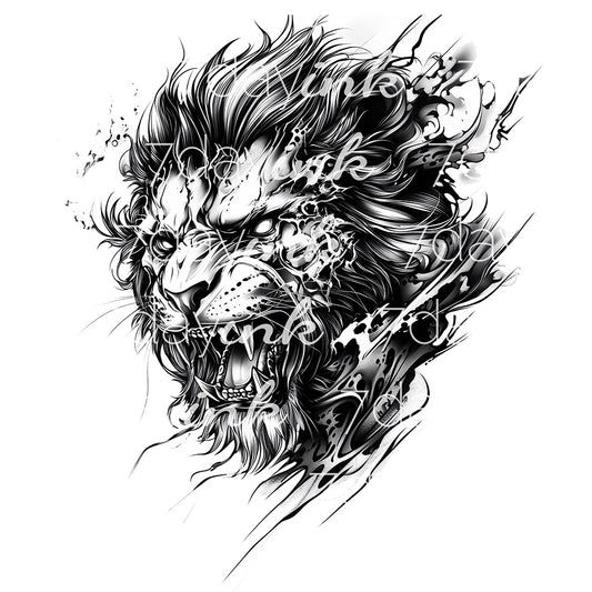 Roaring Lion with Battle Scars