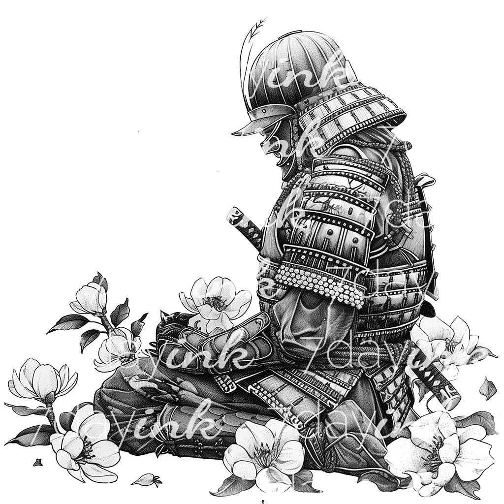 Samurai with Flowers