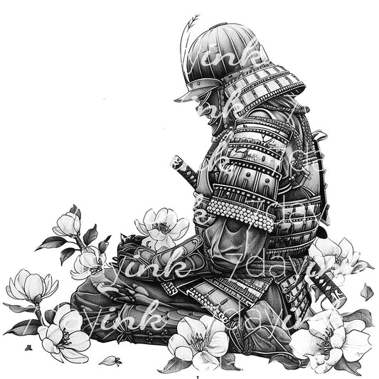 Samurai with Flowers