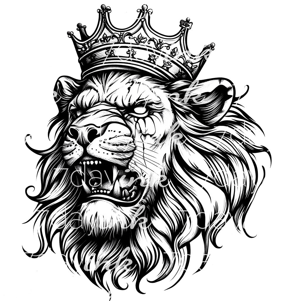 Scarred Lion with Crown