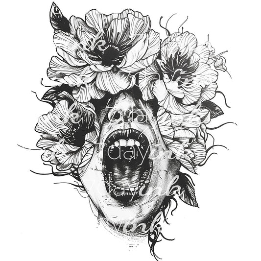 Screaming Woman with Flowers 2