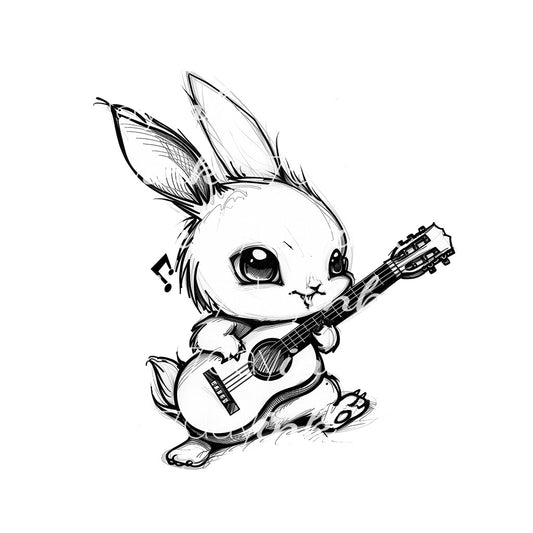Sketch Bunny with Guitar