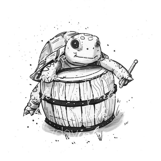 Sketch Turtle with Drumsticks