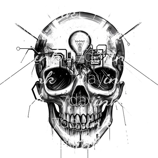 Skull with Lightbulb Third Eye v2