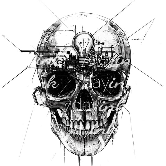 Skull with Lightbulb Third Eye