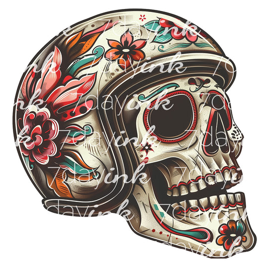 Sugarskull with Motorcycle Helmet