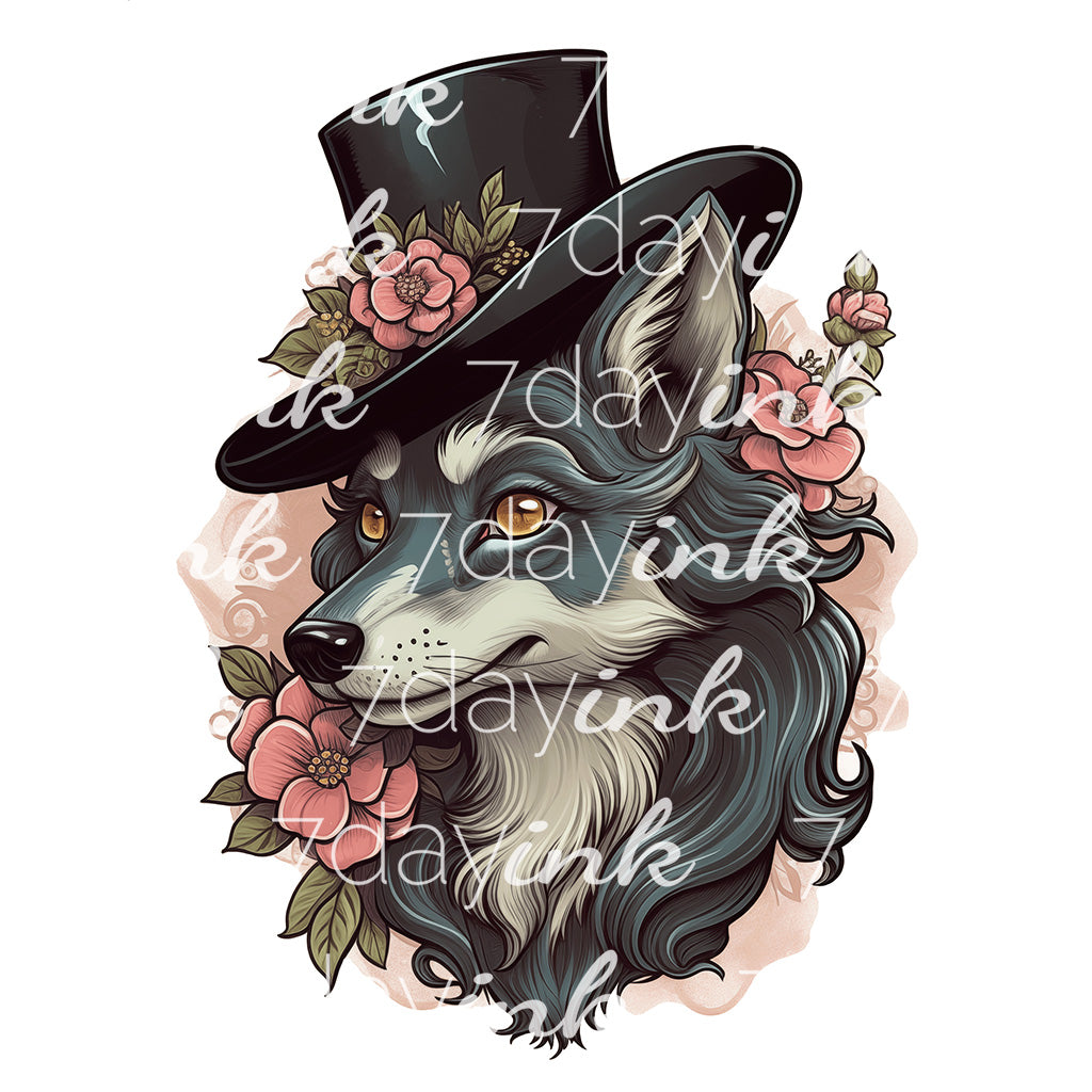 Feminine Wolf with a Tophat