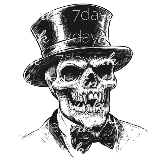 Vampire Skull with Tophat and Bowtie