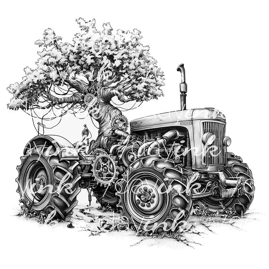 Vintage Tractor with Tree