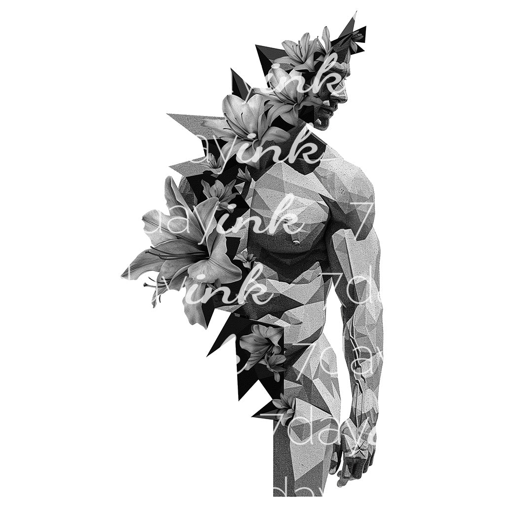 Warrior Statue with Flowers