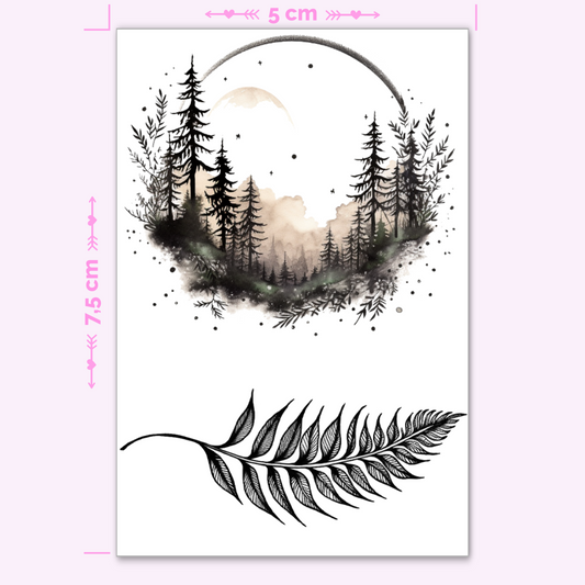 Watercolour Forest & Fern - 2 Tattoos (mini)