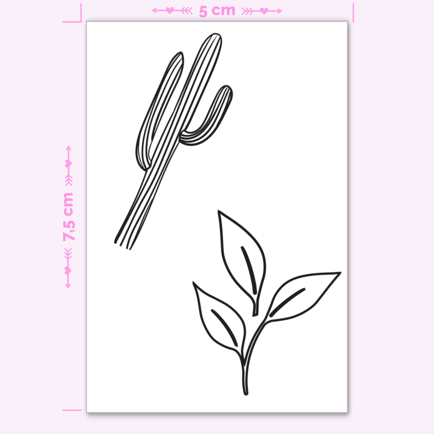 Kaktus & Blätter - 2 Tattoos (mini)