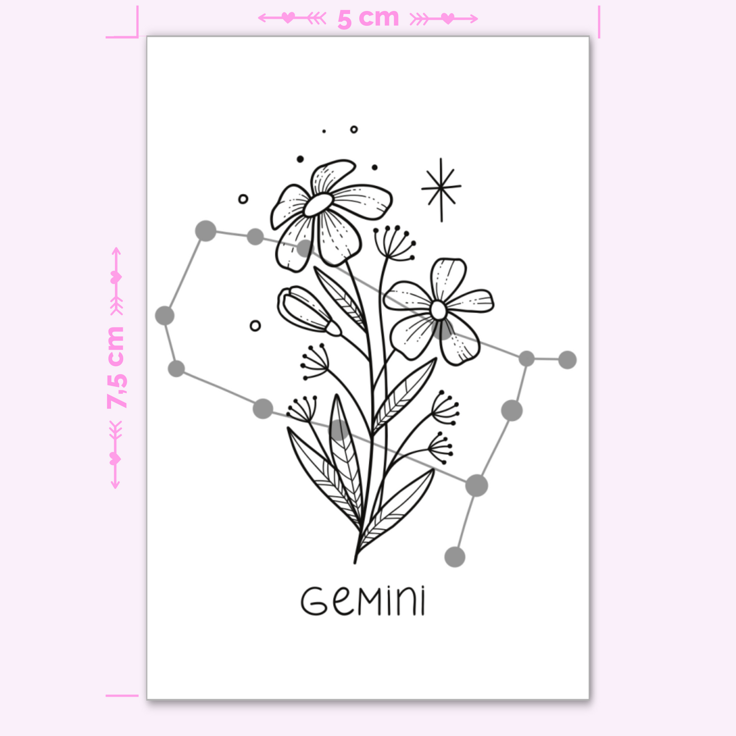 Zodiac Sign Gemini with Flowers (mini)