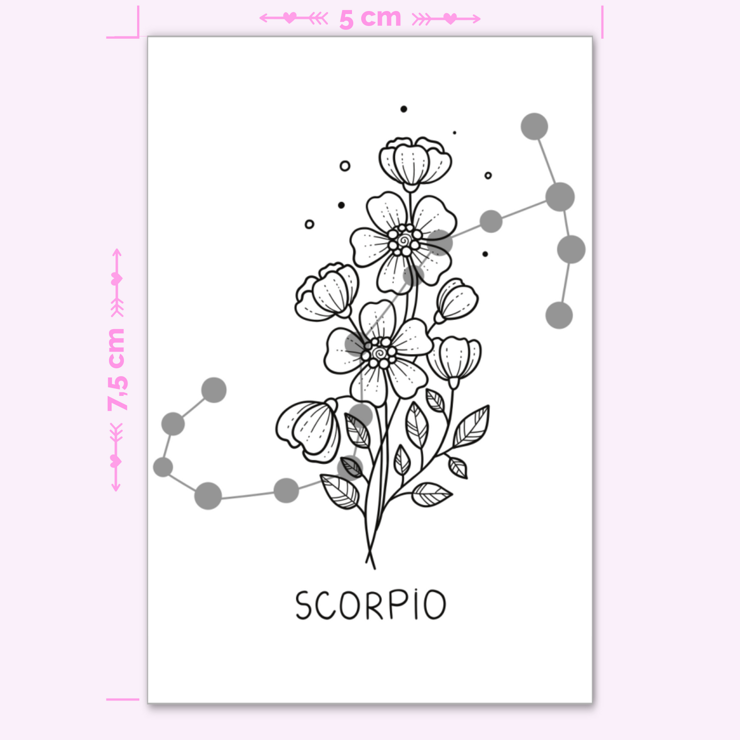 Sternzeichen Skorpion mit Blumen (mini)